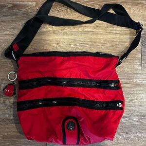Kipling Red Bag with Black Trim
